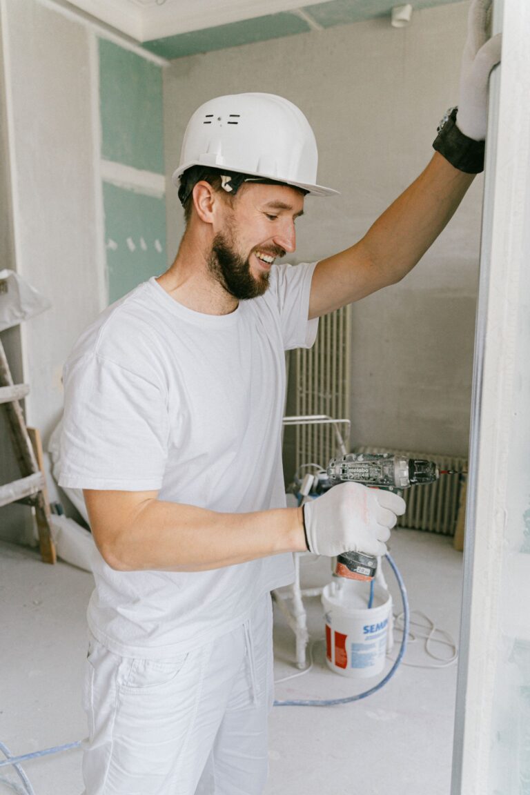 Worker doing home renovation with tools