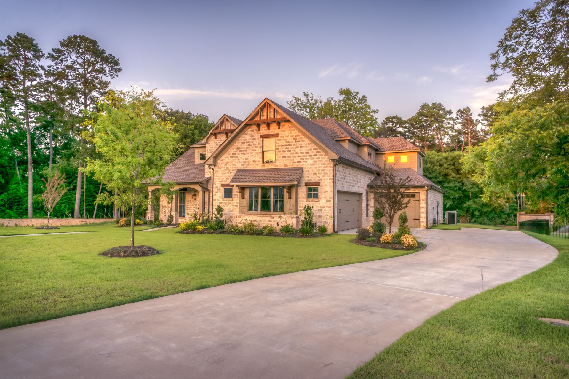 Beautiful residential house with lawn