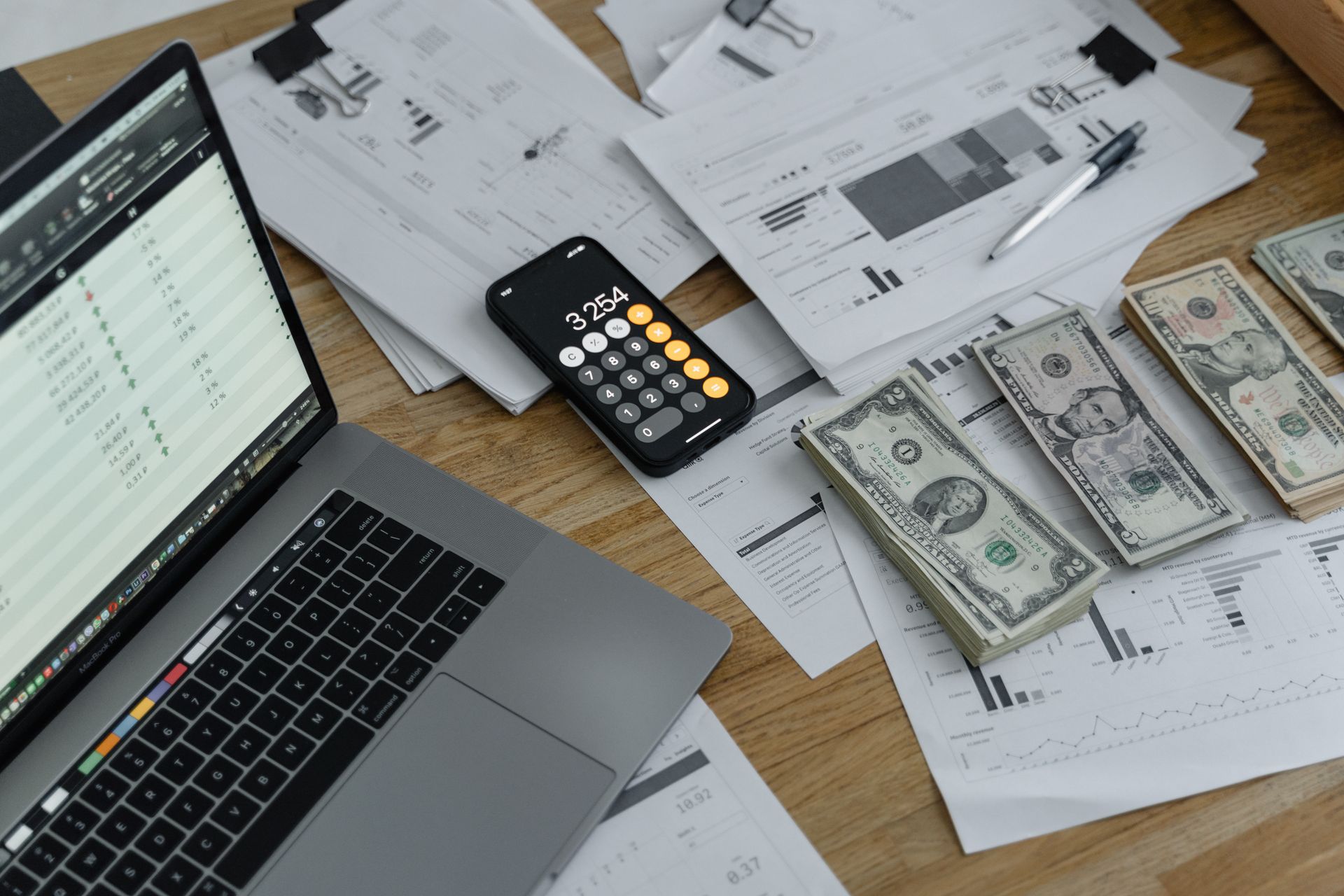 Financial spreadsheet open on a laptop