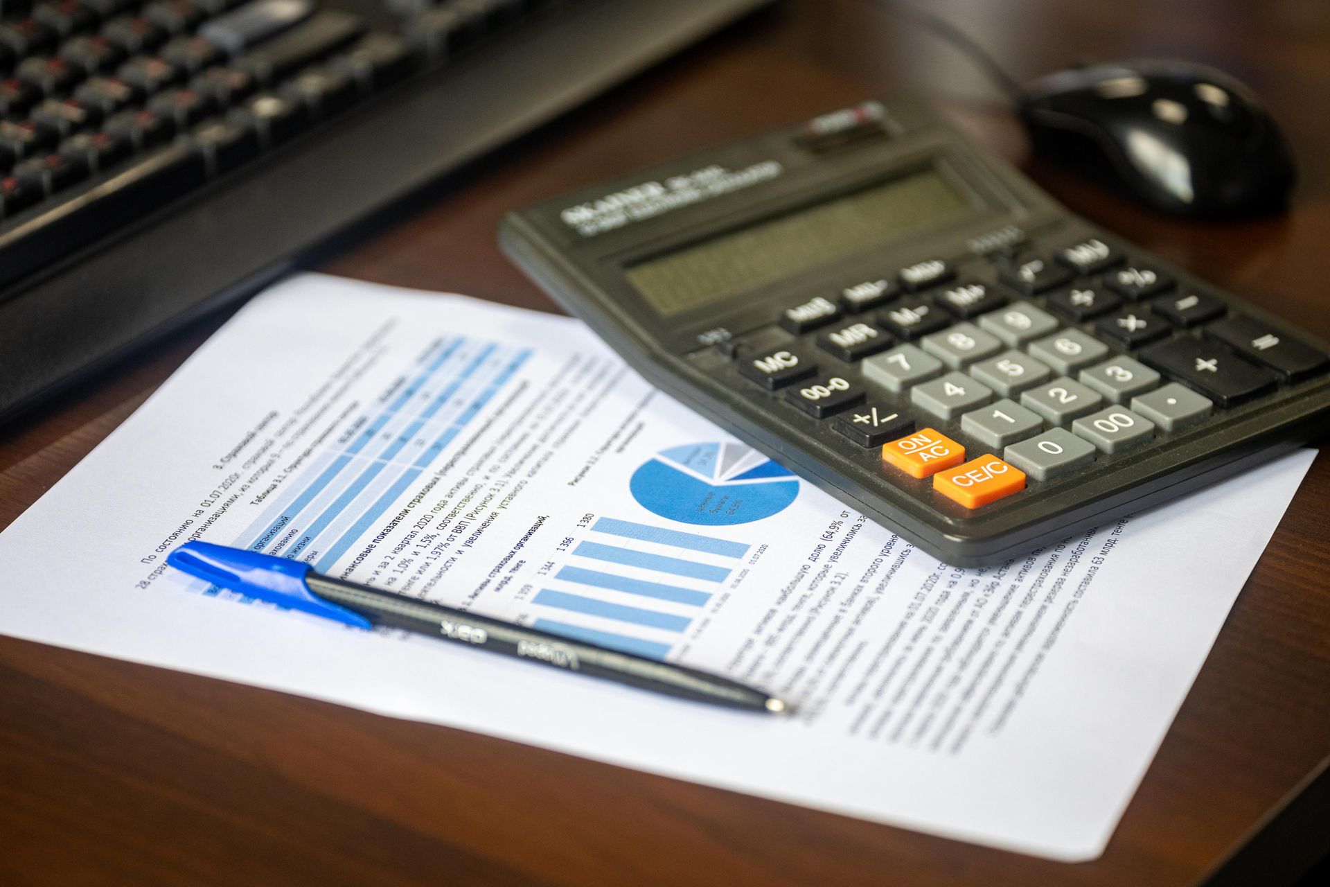 Financial analysis with a calculator and loan report