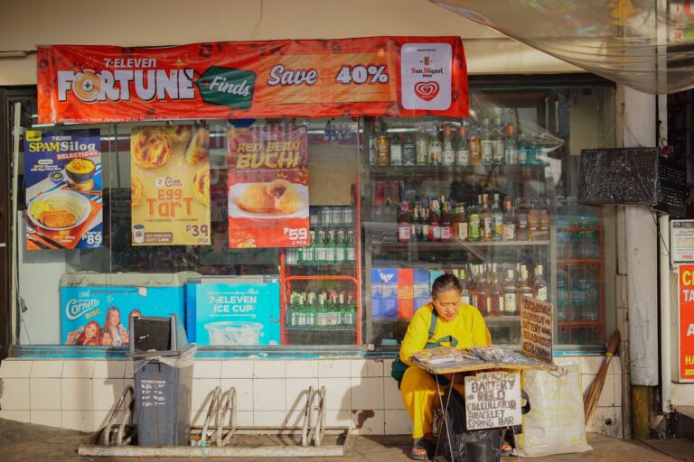 Street scene outside a small convenience store